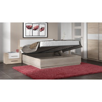 Двуспальная кровать с подъемным механизмом «Ларго» СМ-181.01.003 каркас: Дуб Сонома, отделка: Белый глянец